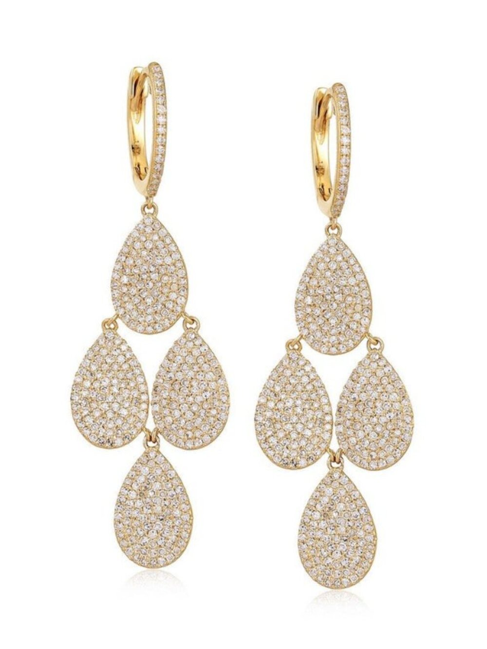 Mystic Charm 14K (or 18k upon request)Yellow Gold Diamond Drop Danglers Earrings